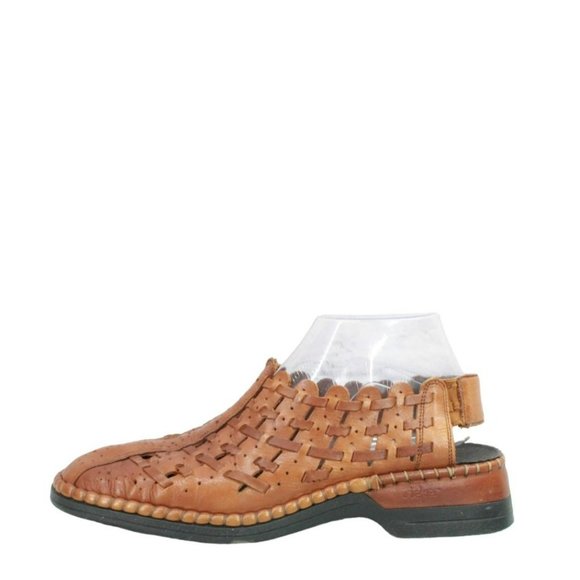 Rieker Shoes - Rieker Brown Leather Slip On Slingback Low Ankle Heel Shoes Size 40 US 8.5